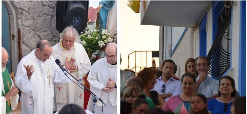 Momento de la misa y el joven candidato entre el público (Foto TA)